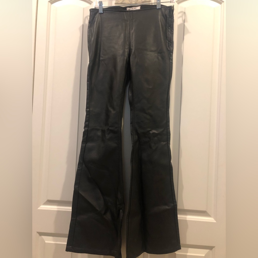 FREE PEOPLE Faux Leather Flare Pants (zip up side)